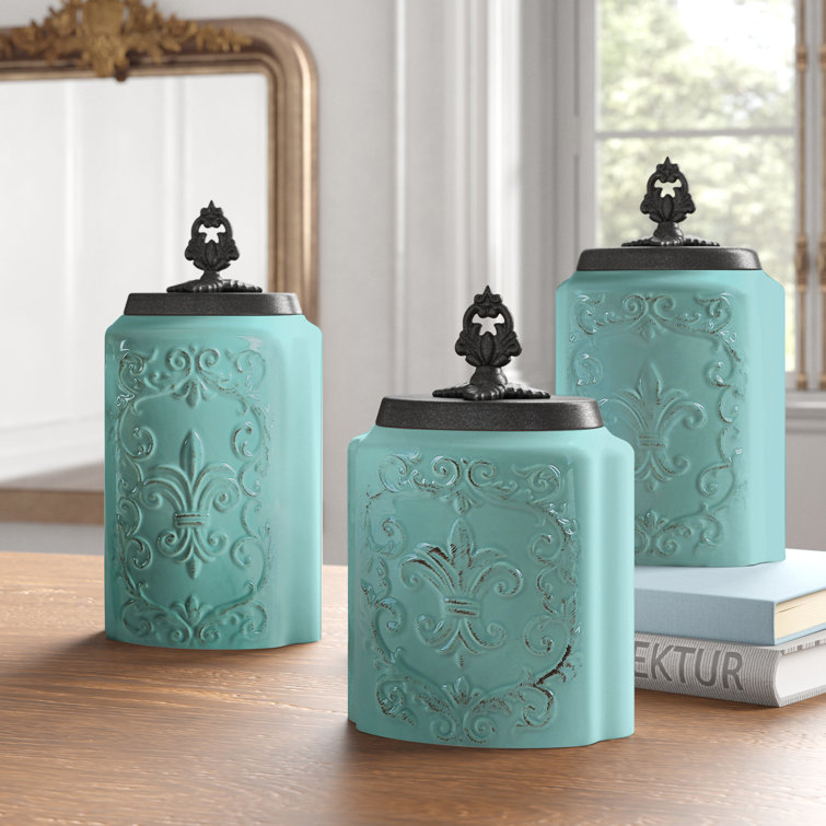 Kelly Clarkson Home Fleur De Lis 3 Piece Kitchen Canister Set Reviews   Fleur De Lis 3 Piece Kitchen Canister Set 